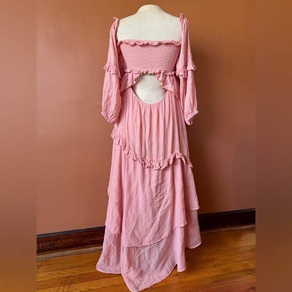 Spell & The Gypsy Clementine Mermaid Maxi Dress — Pink Ruffle Boho Cottagecore - Picture 11 of 16